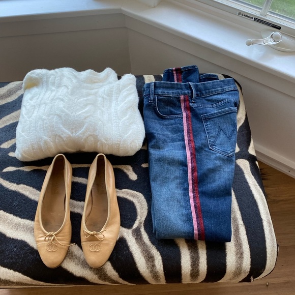 MOTHERHigh waisted skinny looker jeans side stripe glitter racer